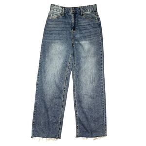 OAT New York Women’s 2 Wide Leg Baggy Jeans Denim Stretch Raw Hem